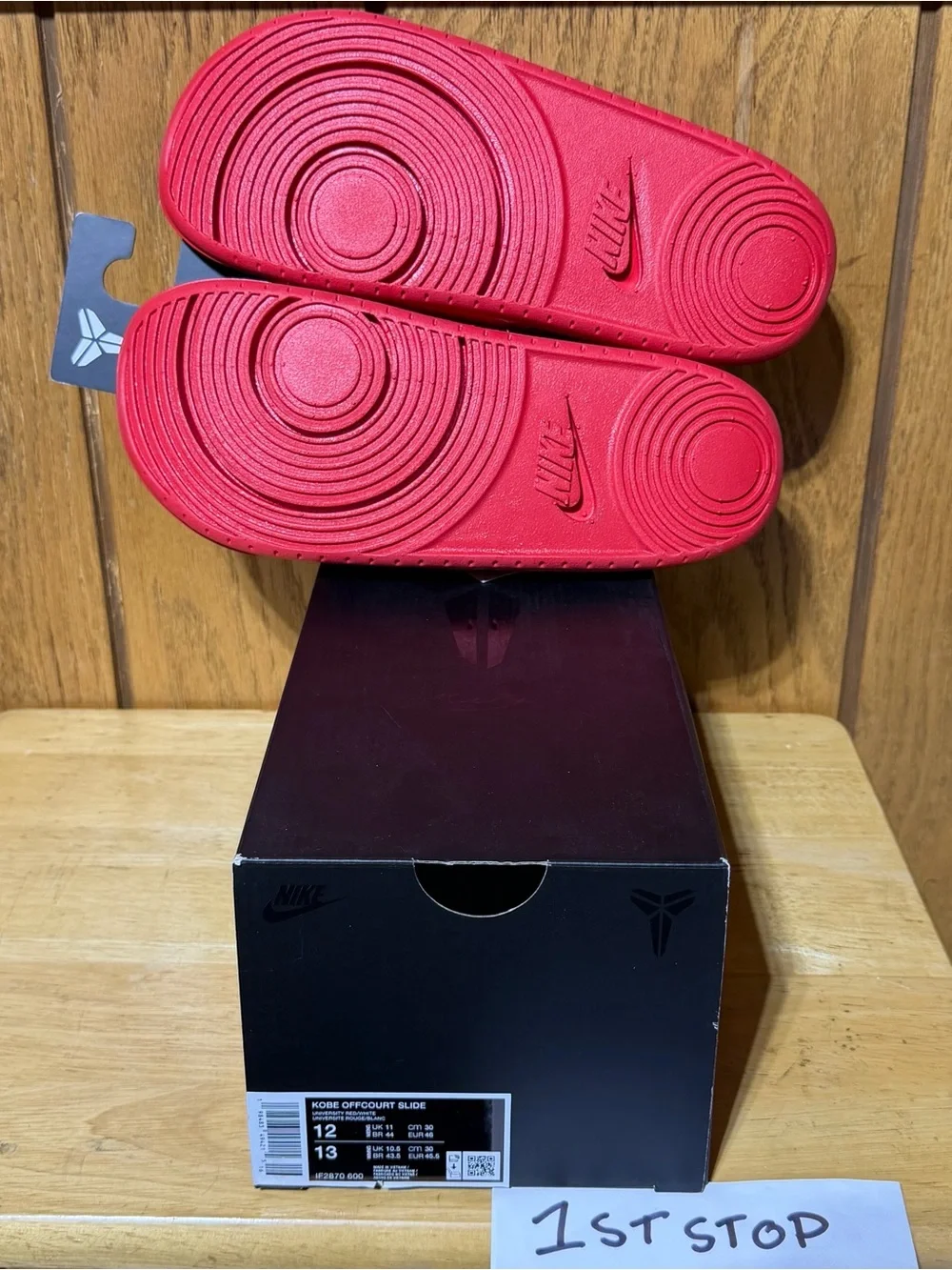 Nike Kobe Offcourt Slide Sandals Red White Logo Comfort IF2870-600 Mens 12 NEW